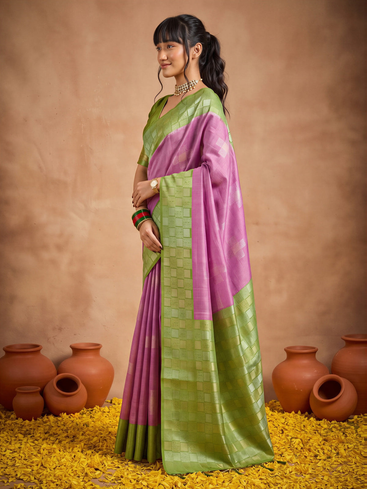Purple Cotton Blend saree – detail view 2
