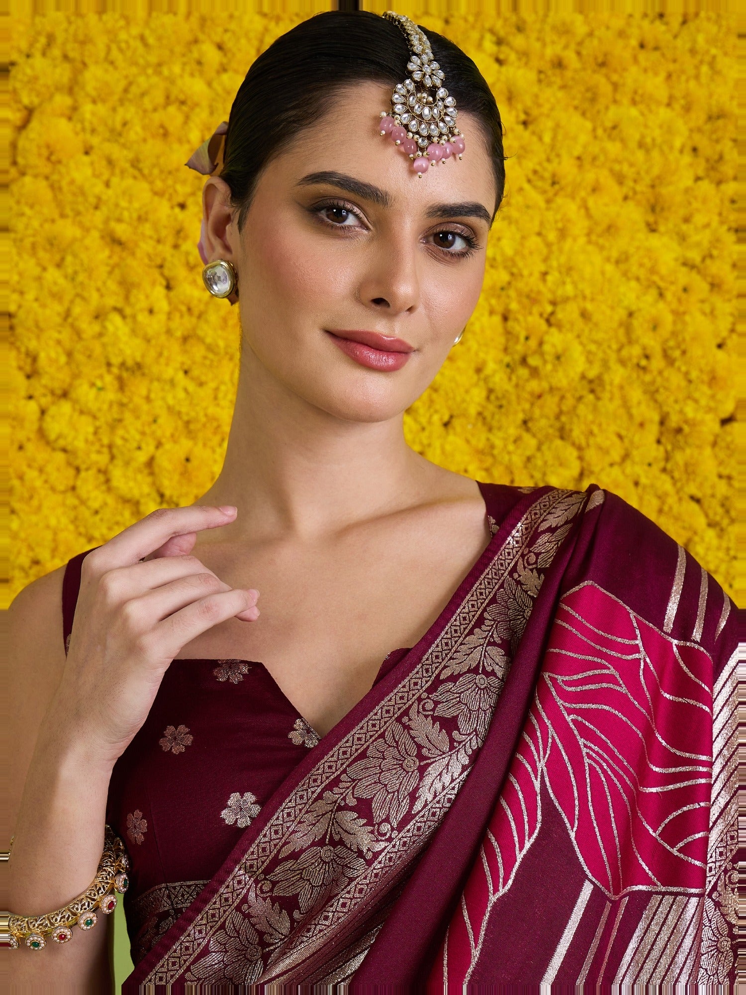 Wine Silk Blend saree – detail view 3