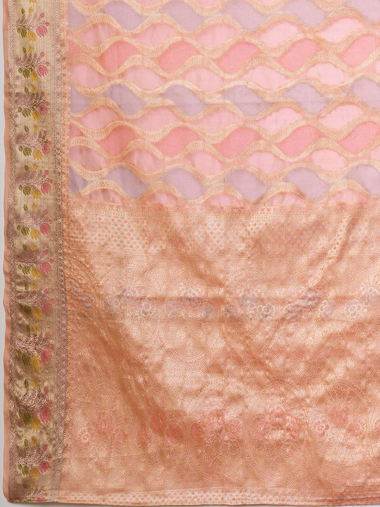 Pink Organza saree – detail view 5