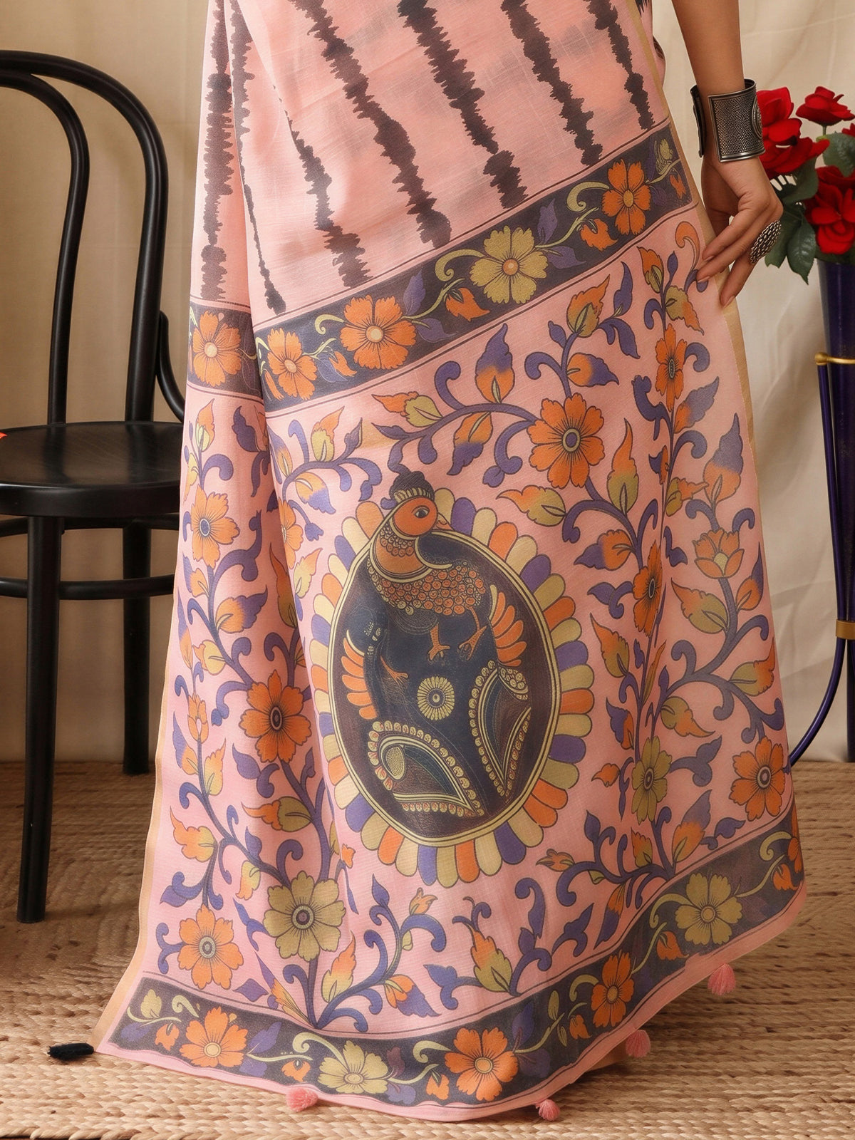 Pink Cotton Blend saree – detail view 5