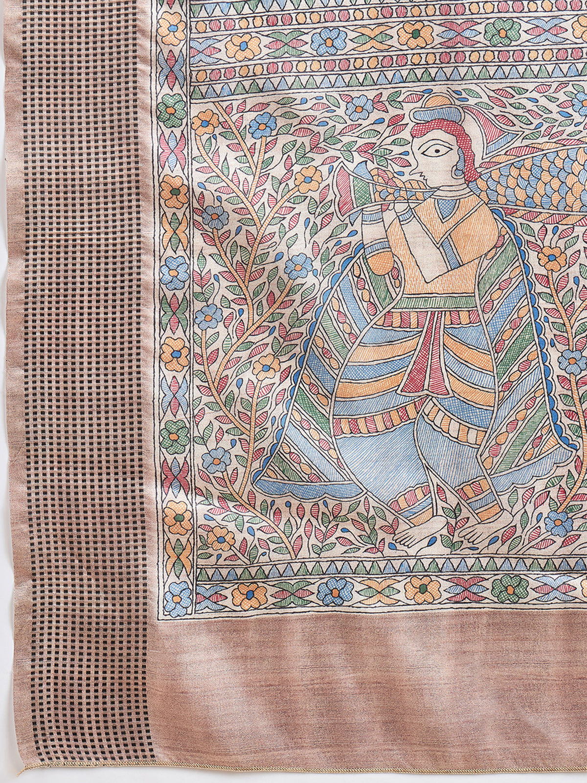 Beige Manipuri Silk saree – detail view 5