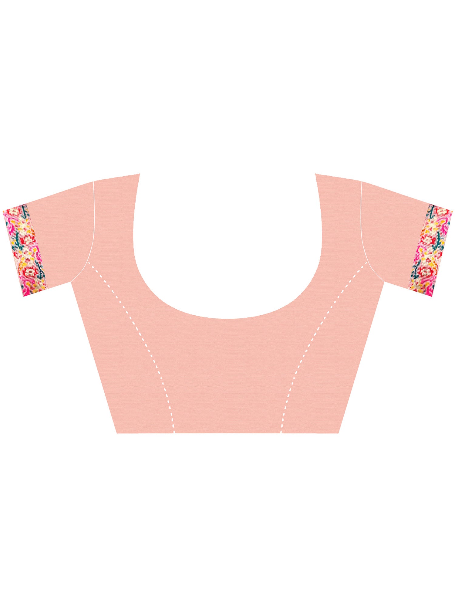 Unstitched peach cotton silk blouse piece with woven design design