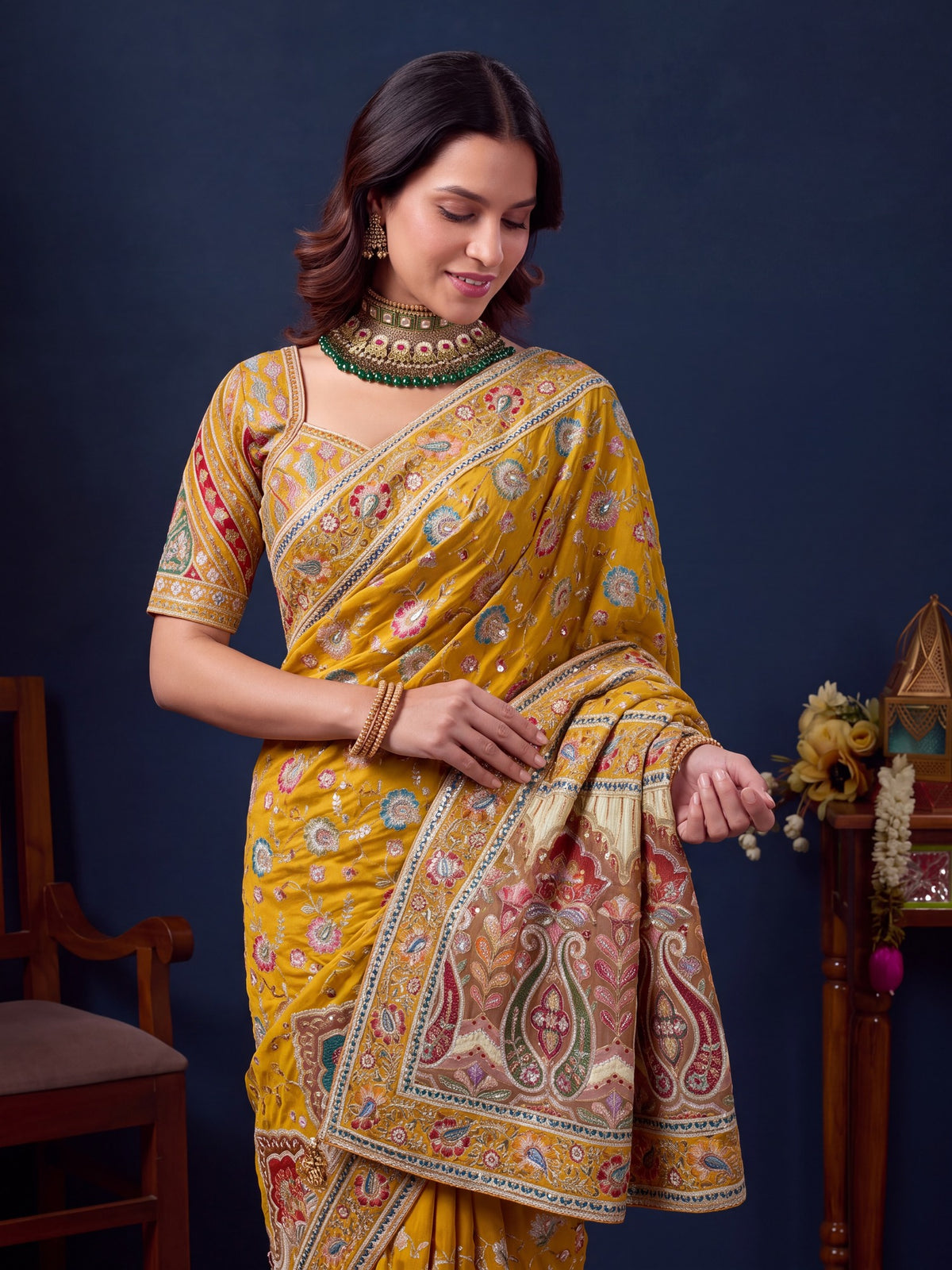 Yellow Silk Blend saree – detail view 4