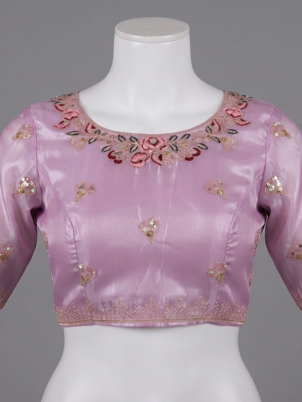 Lavender Organza saree – detail view 1