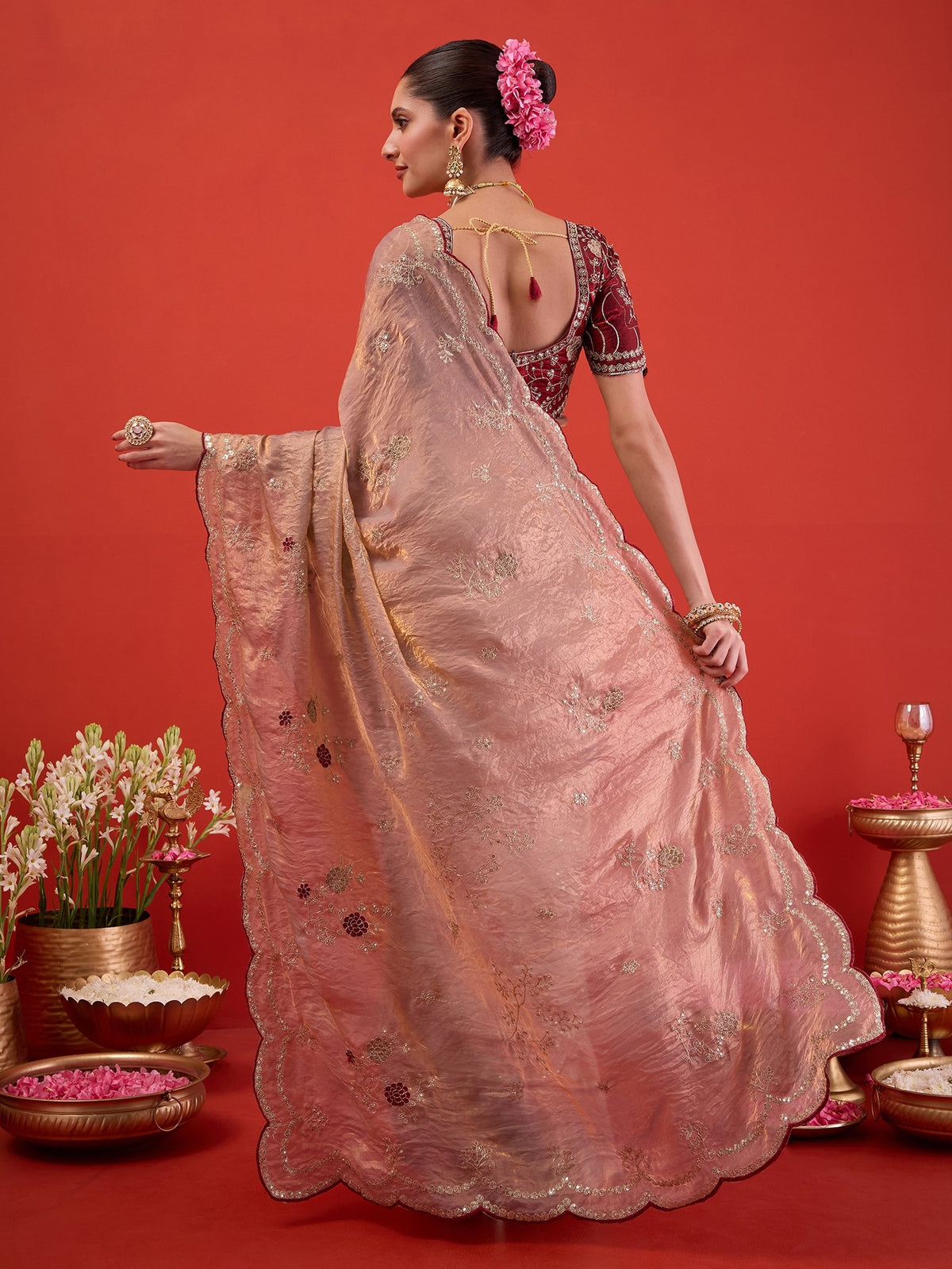 Metallic Satin Silk saree – detail view 6