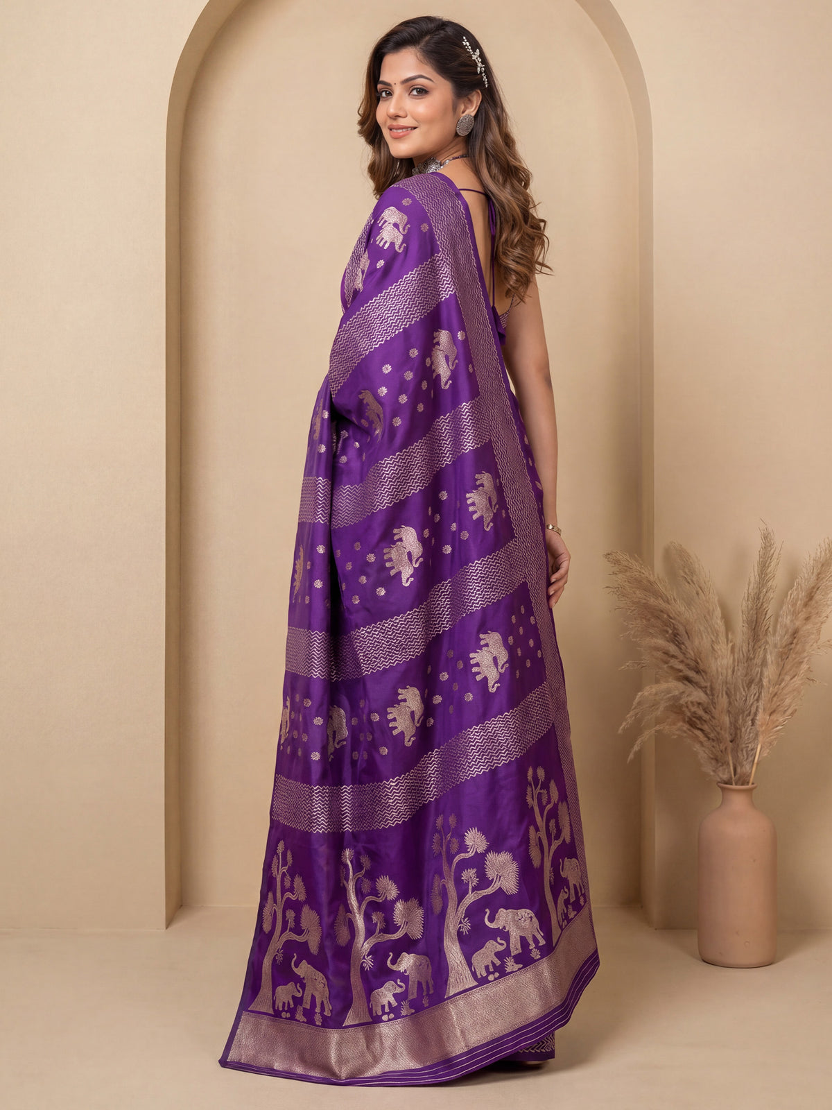 Purple Silk Blend saree – detail view 1