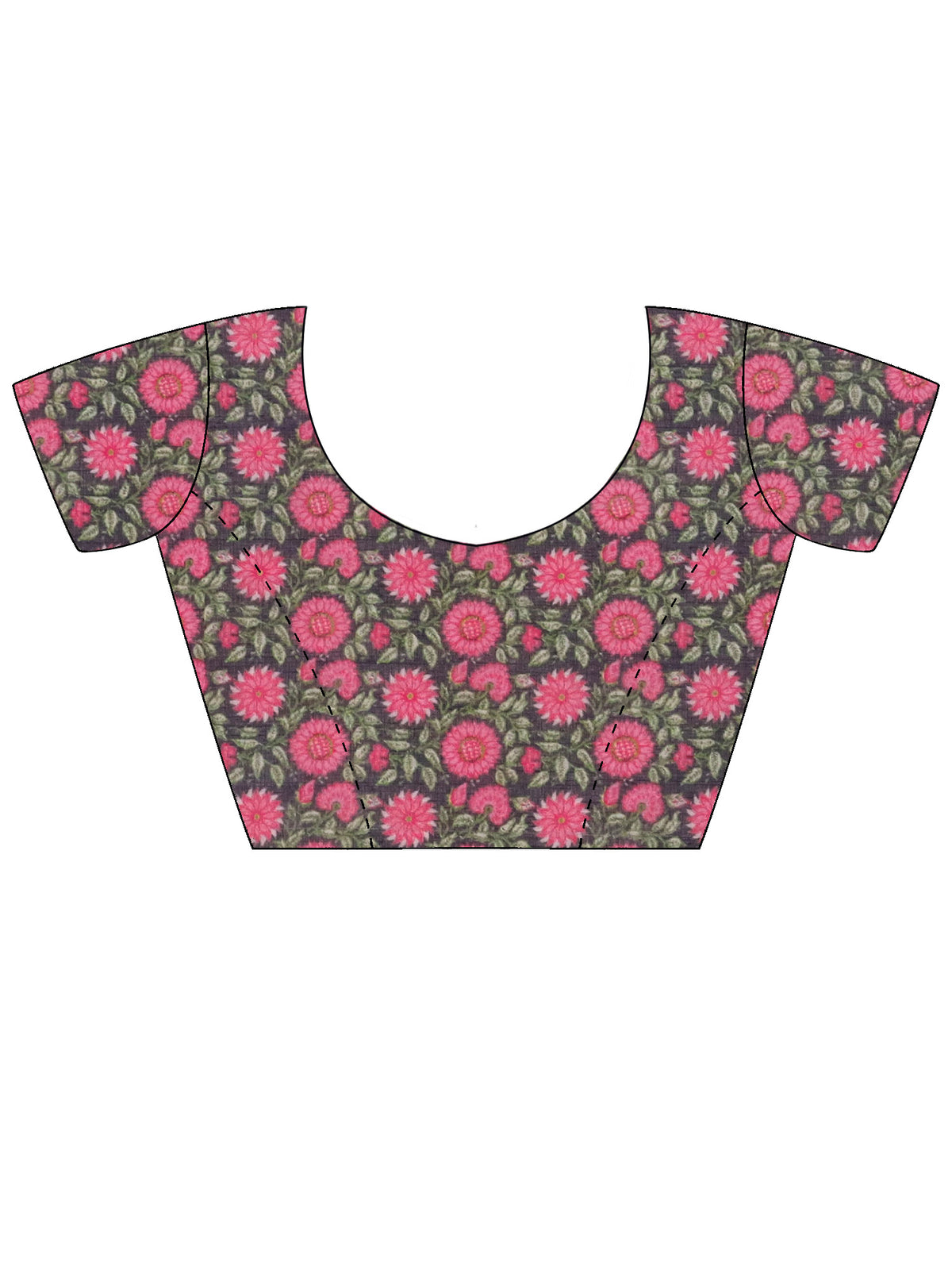 Unstitched multicolored cotton blend blouse piece with floral design