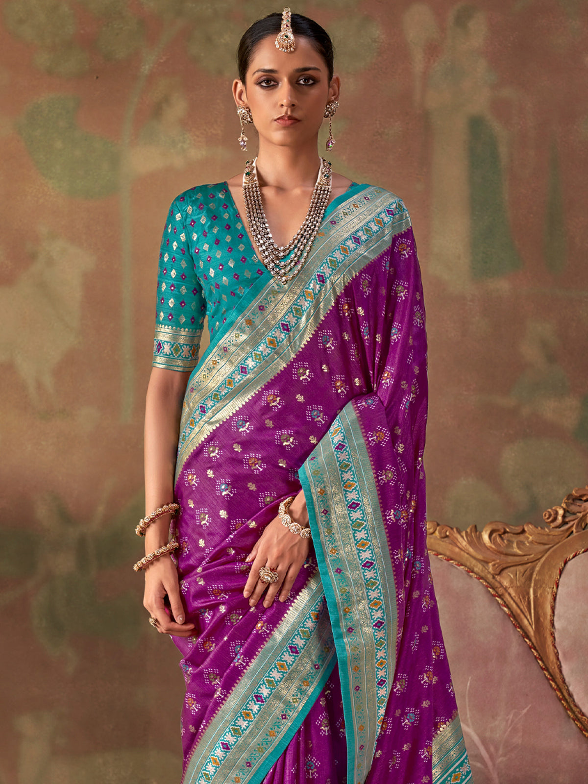 Purple Silk Blend saree – detail view 2