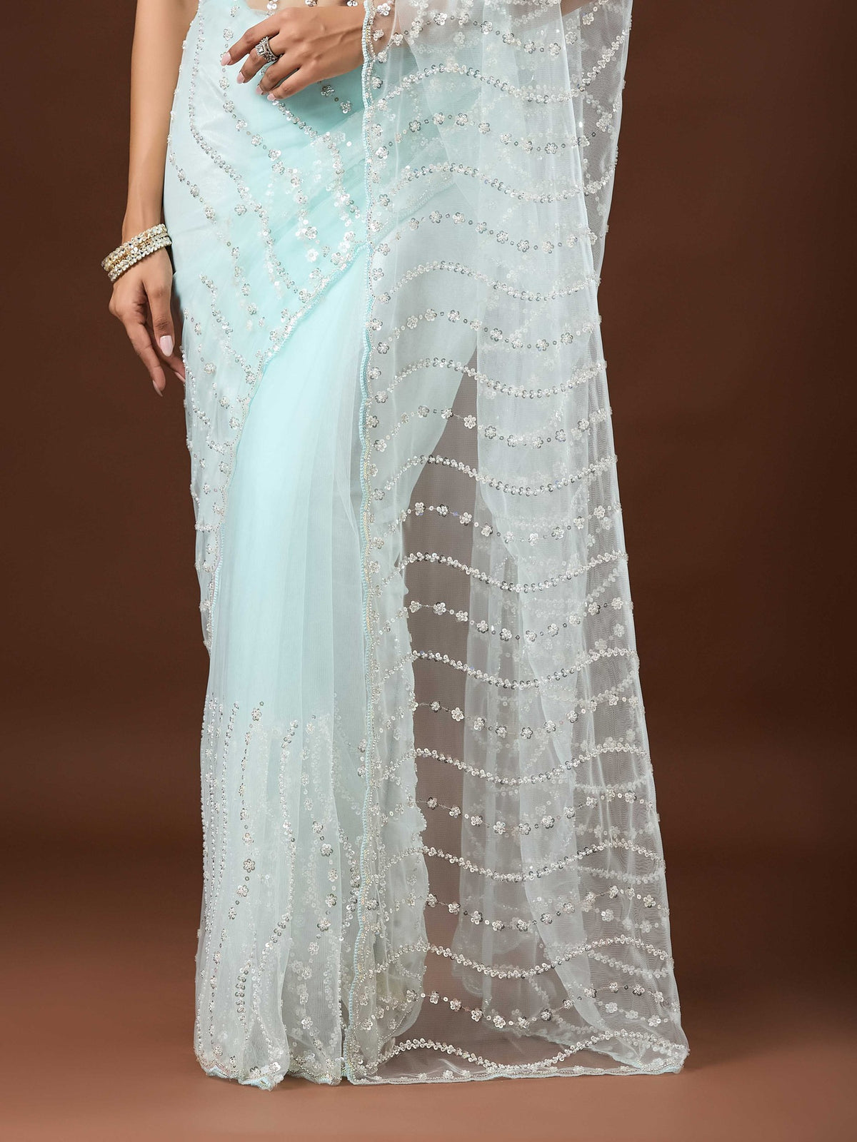 Light Blue Net saree – detail view 5