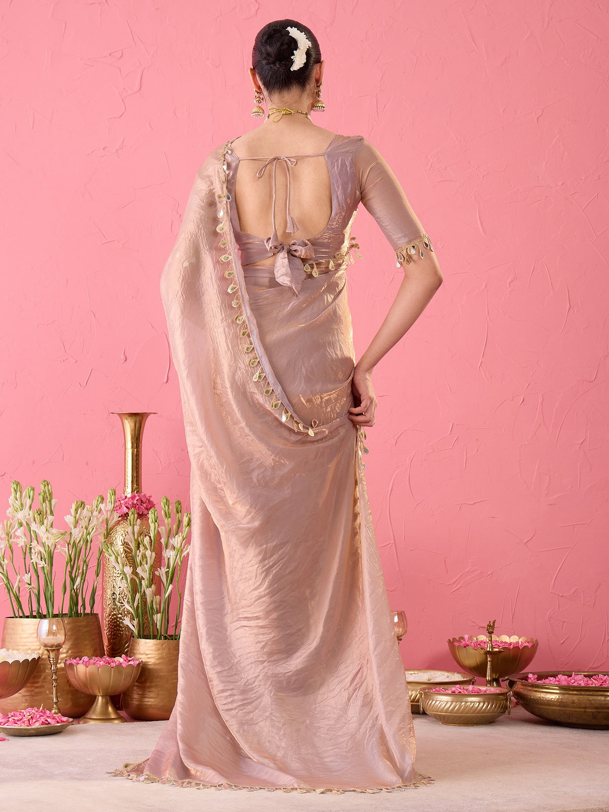 Metallic Satin saree – detail view 4