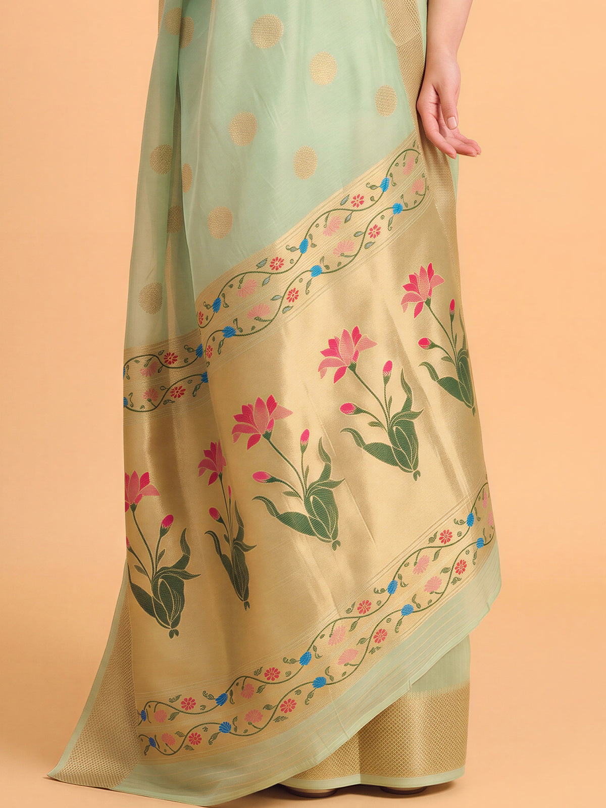 Mint Green Tissue saree – detail view 5