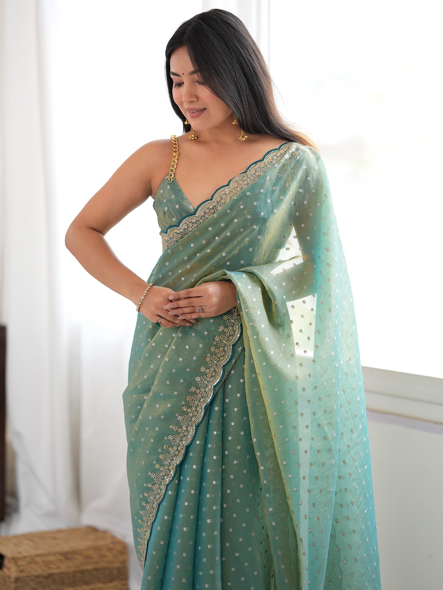 Light Blue Silk Blend saree – detail view 4