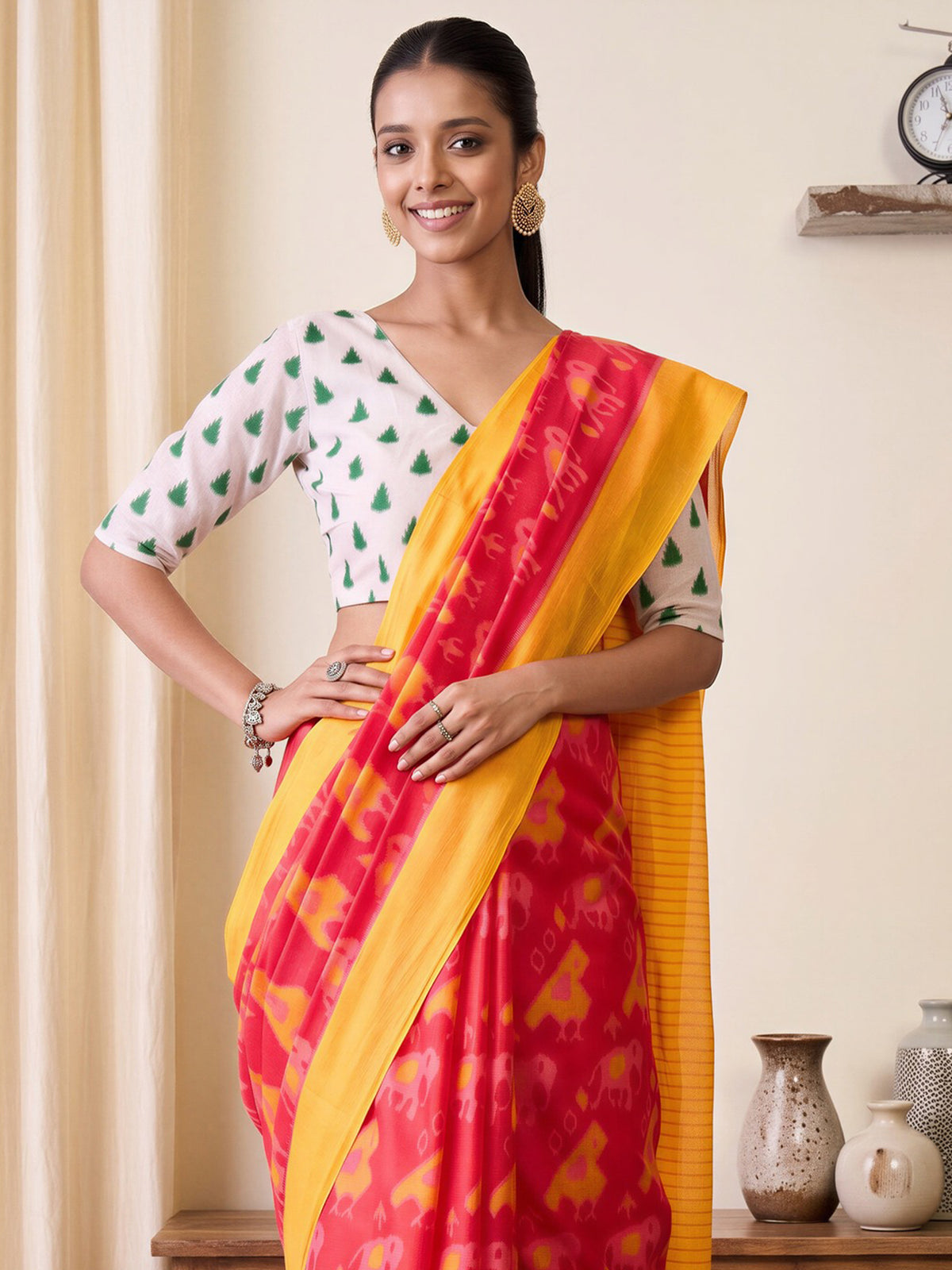 Pink Cotton Blend saree – detail view 3