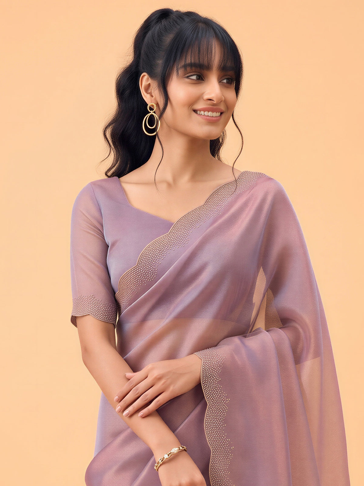 Metallic Satin Silk saree – detail view 3