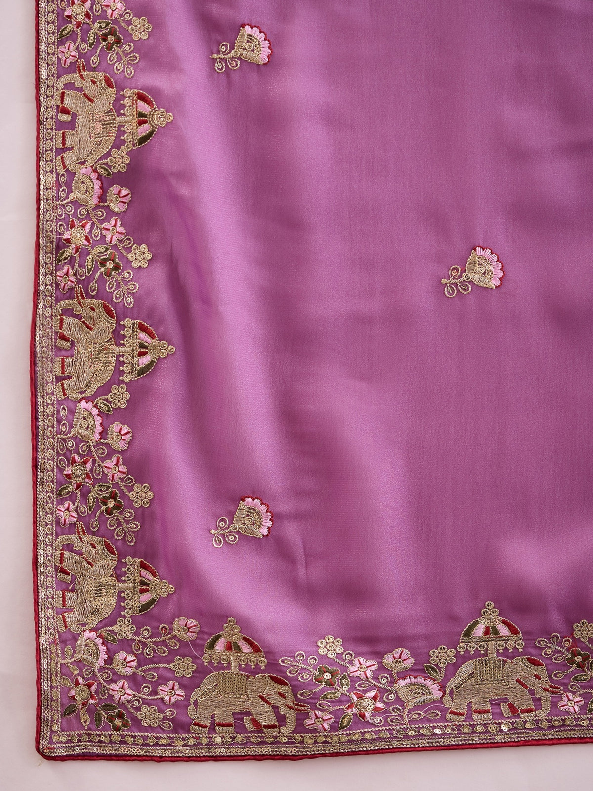 Lavender Georgette saree – detail view 4