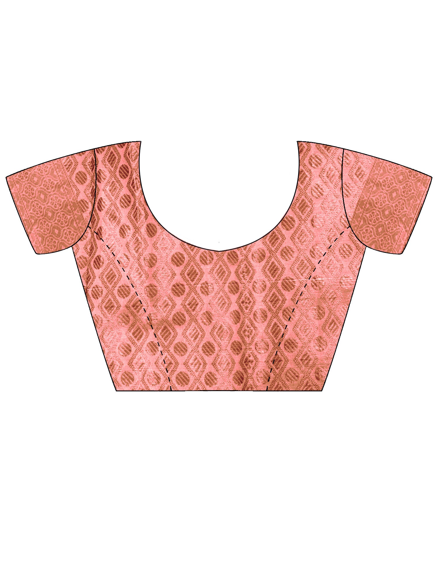 Unstitched pink silk blend blouse piece with woven design design