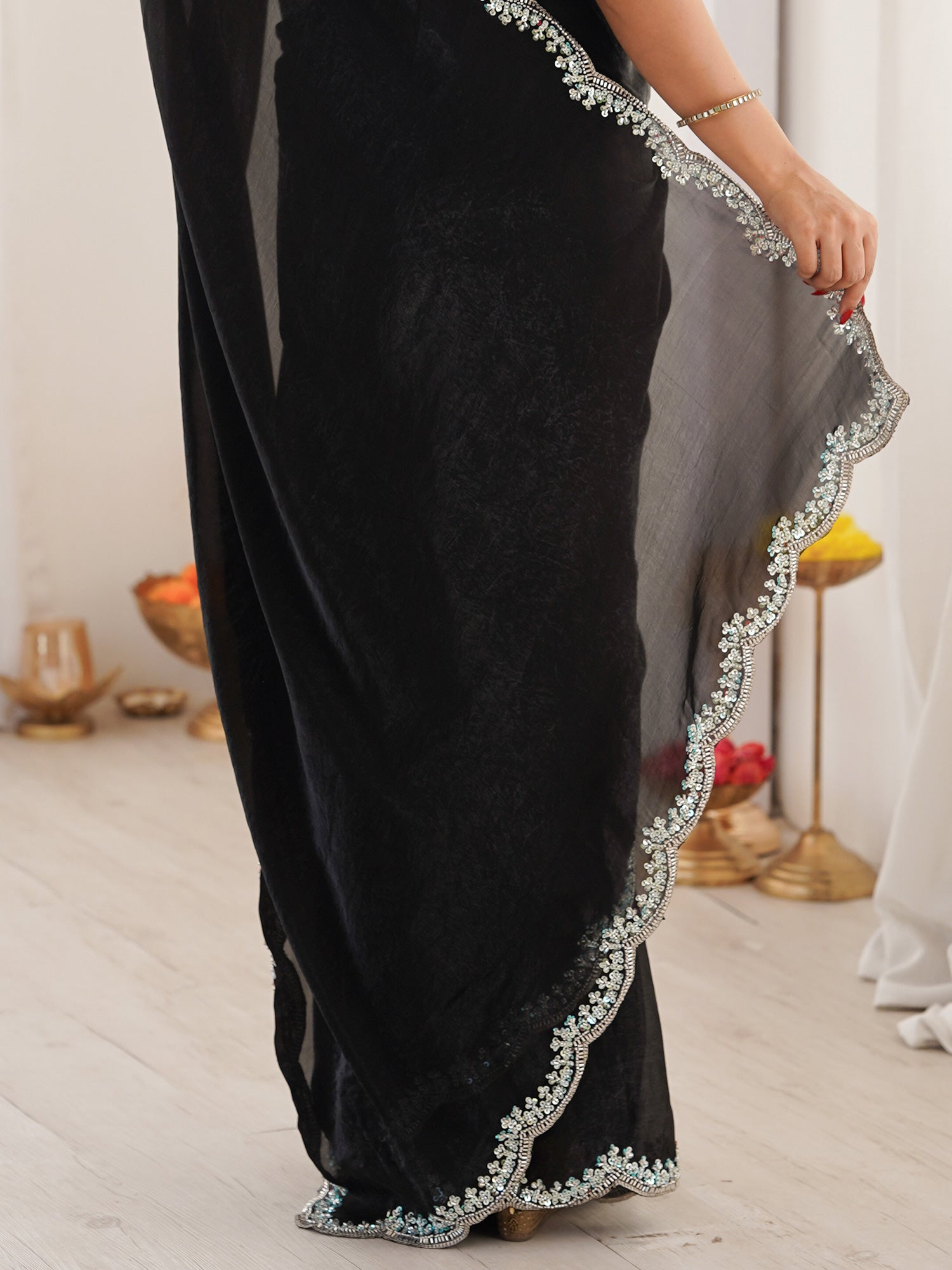 Black Silk Blend saree – detail view 5