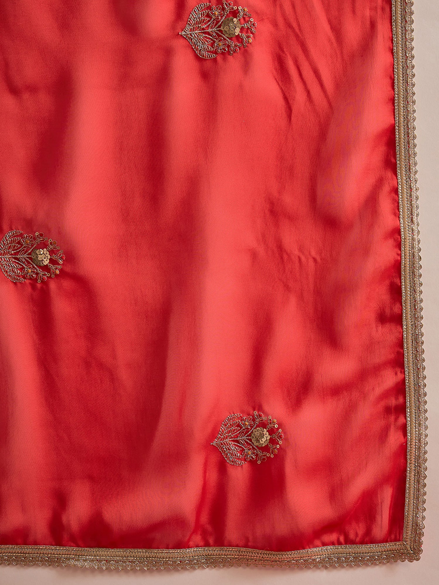 Red Pure Georgette saree – detail view 5