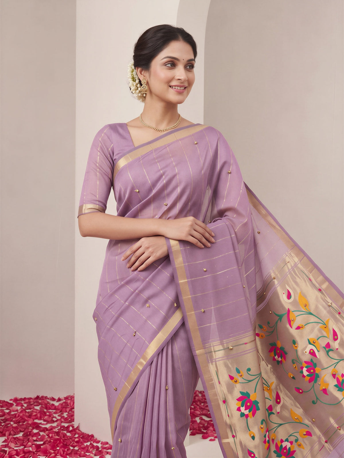 Lavender Silk Blend saree – detail view 4