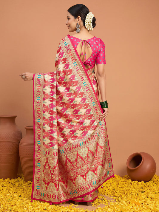 Pink Silk Blend saree – detail view 1