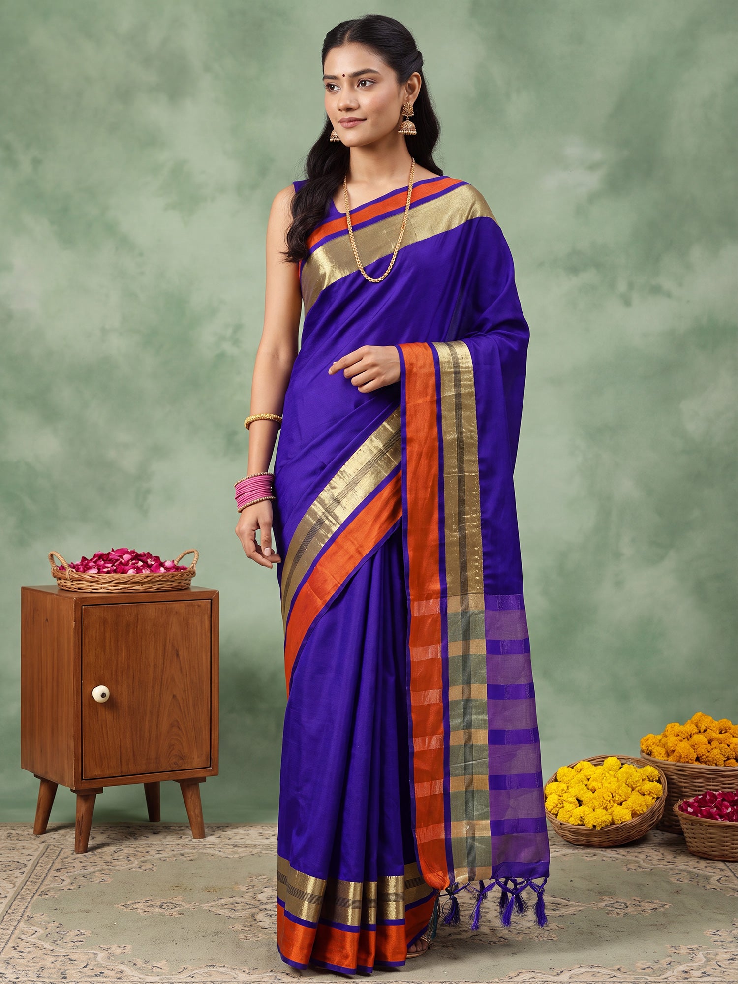 Blue Aura Silk saree – detail view 3