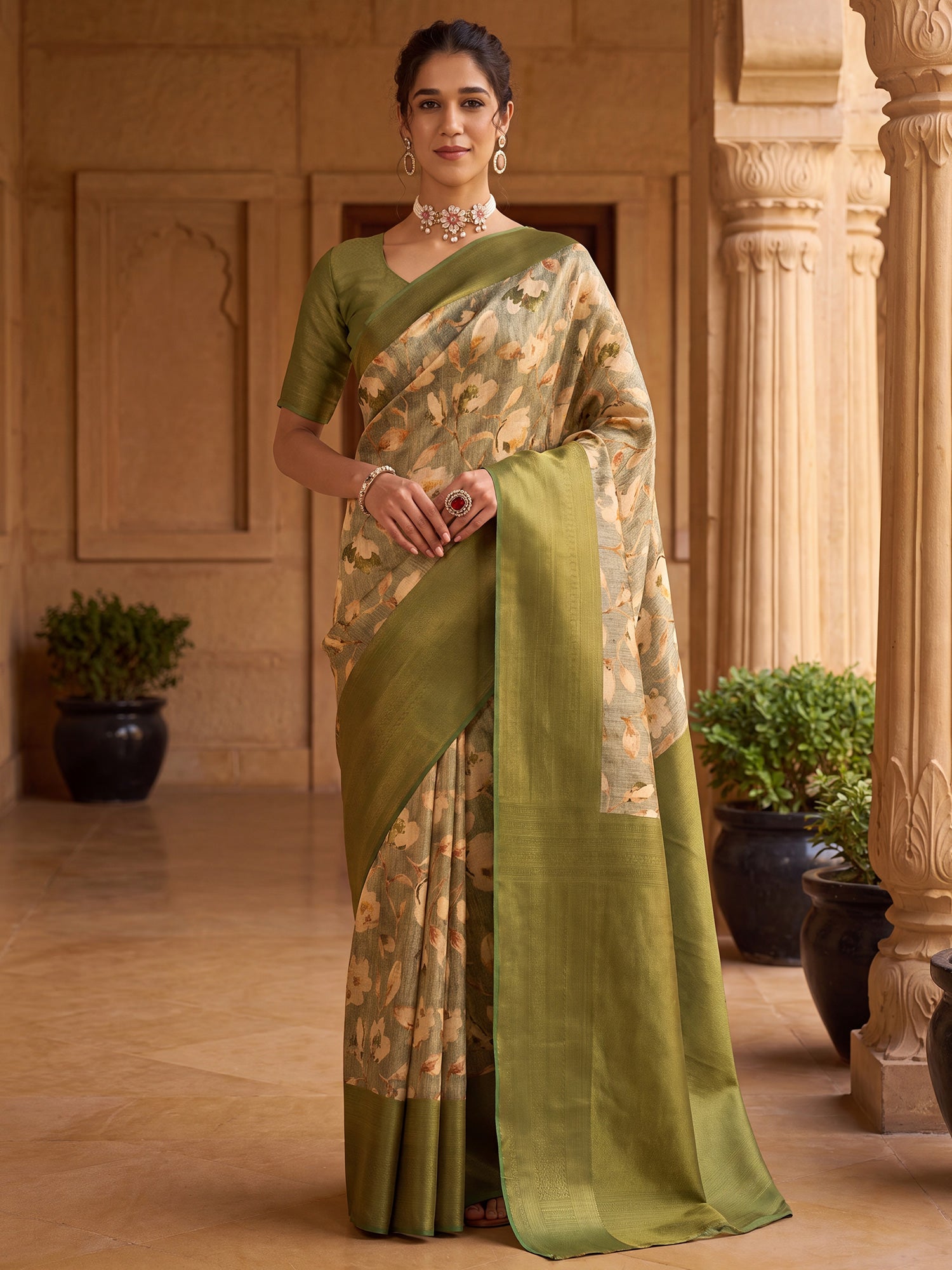 Light Green Silk Blend saree – detail view 3