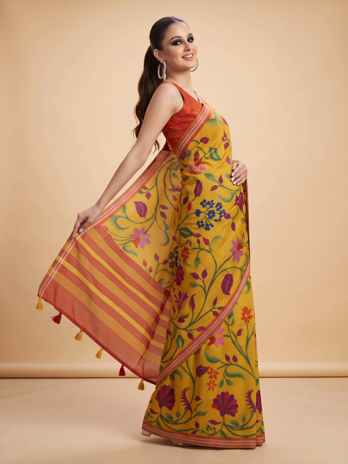 Mustard Tussar Silk saree – detail view 3