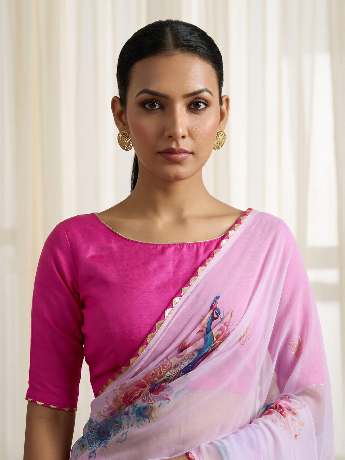 Lavender Georgette saree – detail view 4