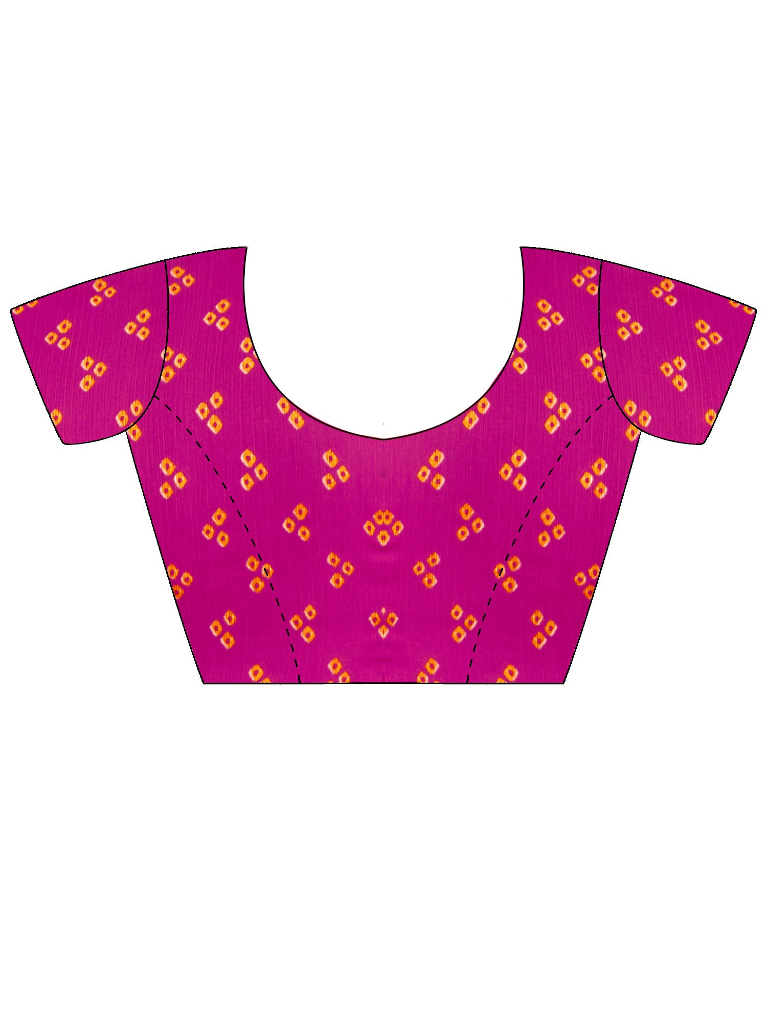 Unstitched pink chiffon blouse piece with bandhani design