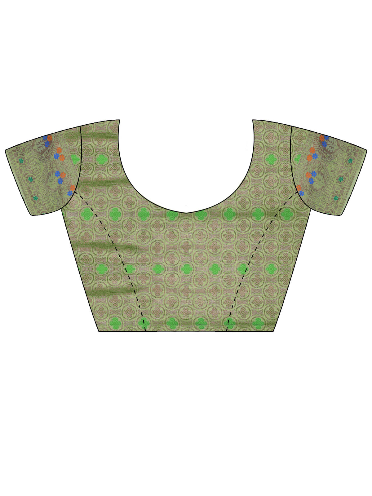 Unstitched light green brocade blouse piece with woven design design