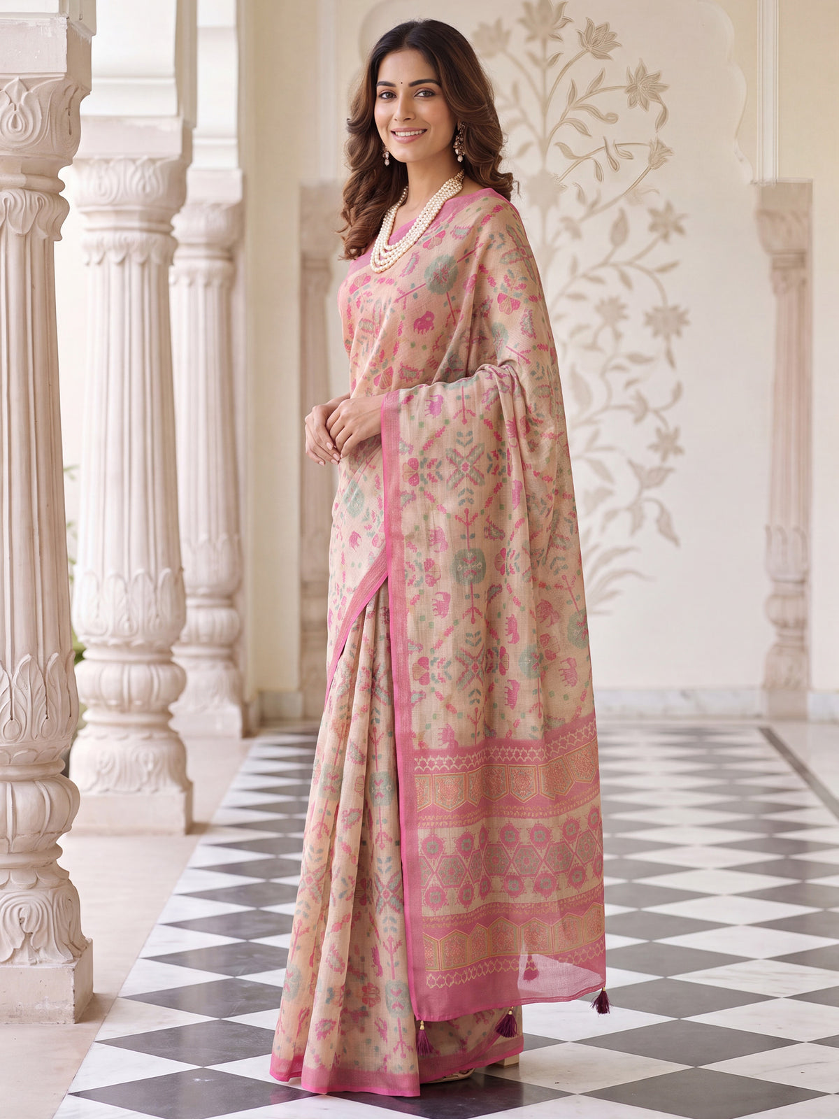 Beige Cotton Silk saree – detail view 2