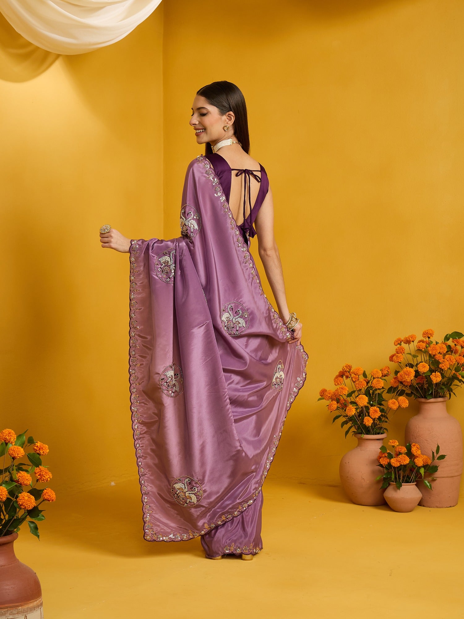 Lavender Silk Blend saree – detail view 6