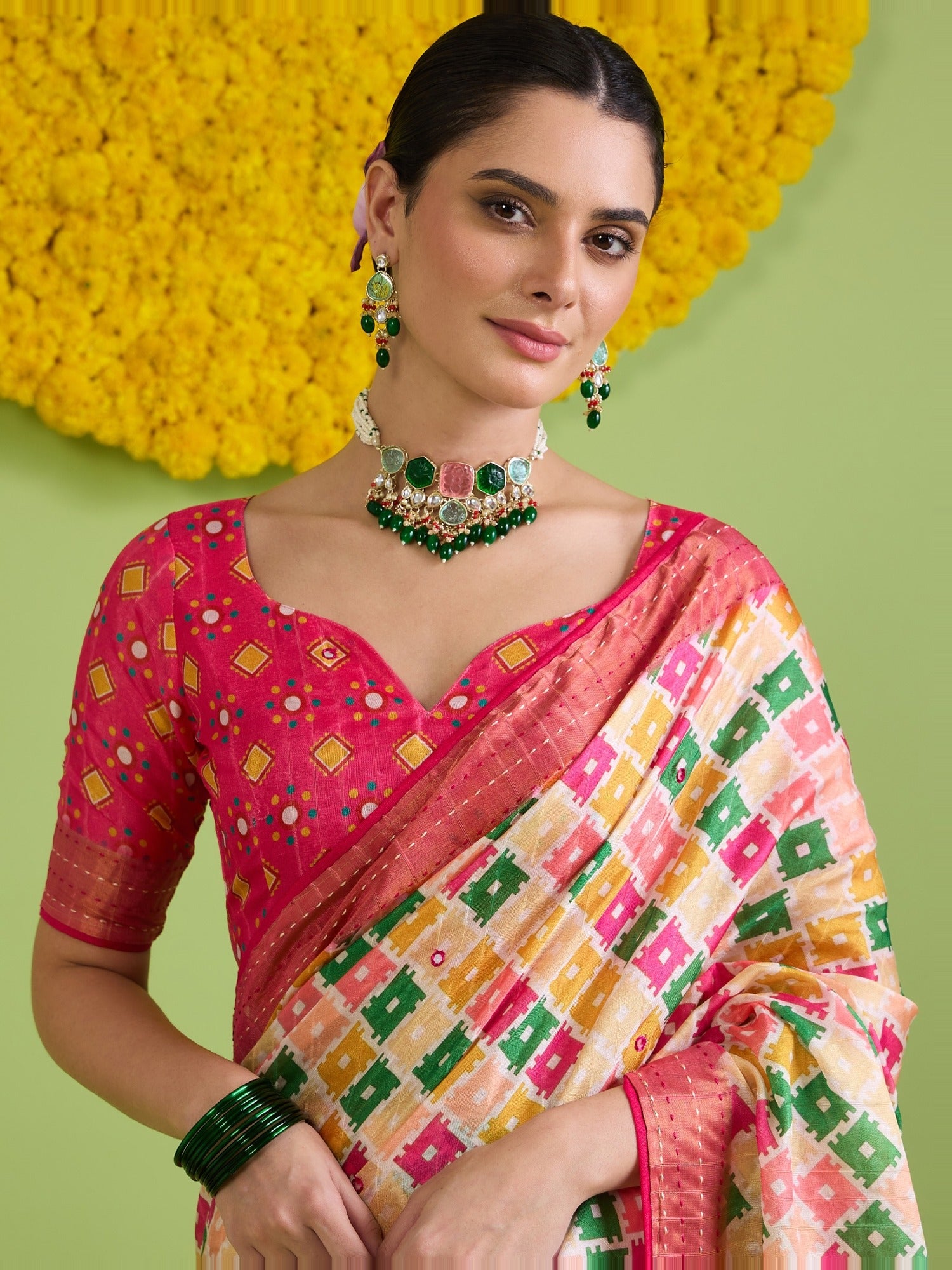 Beige Tussar Silk saree – detail view 4