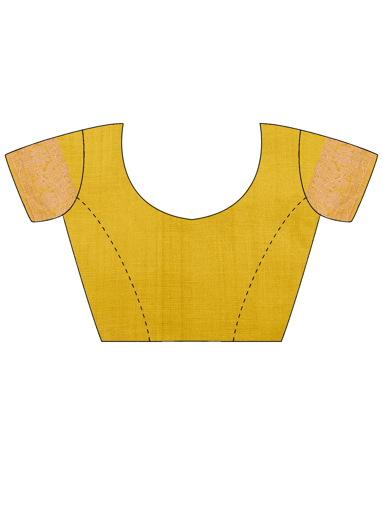 Unstitched yellow silk blend blouse piece with woven design design