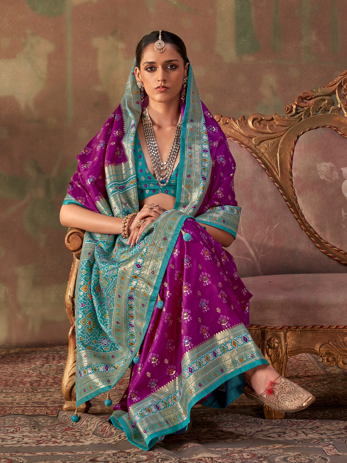 Purple Silk Blend saree – detail view 1