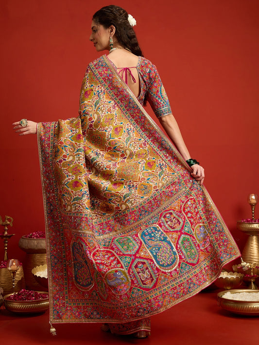 Cream Silk Blend saree – detail view 1