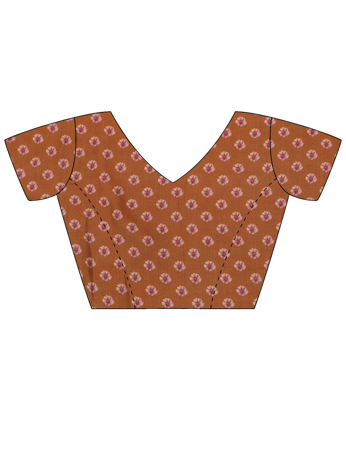 Unstitched light brown silk blend blouse piece with floral design