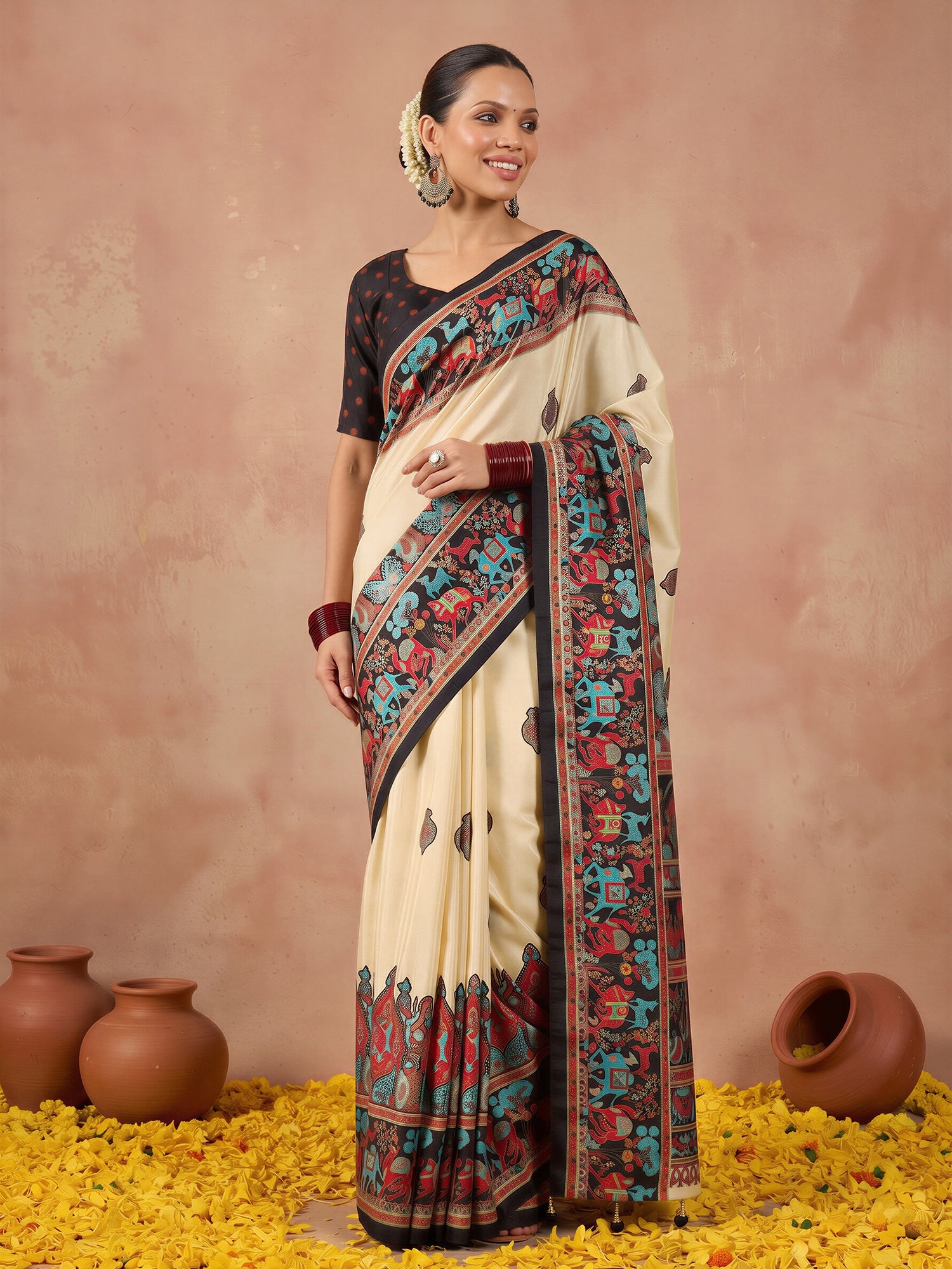 Black Silk Blend saree – detail view 2