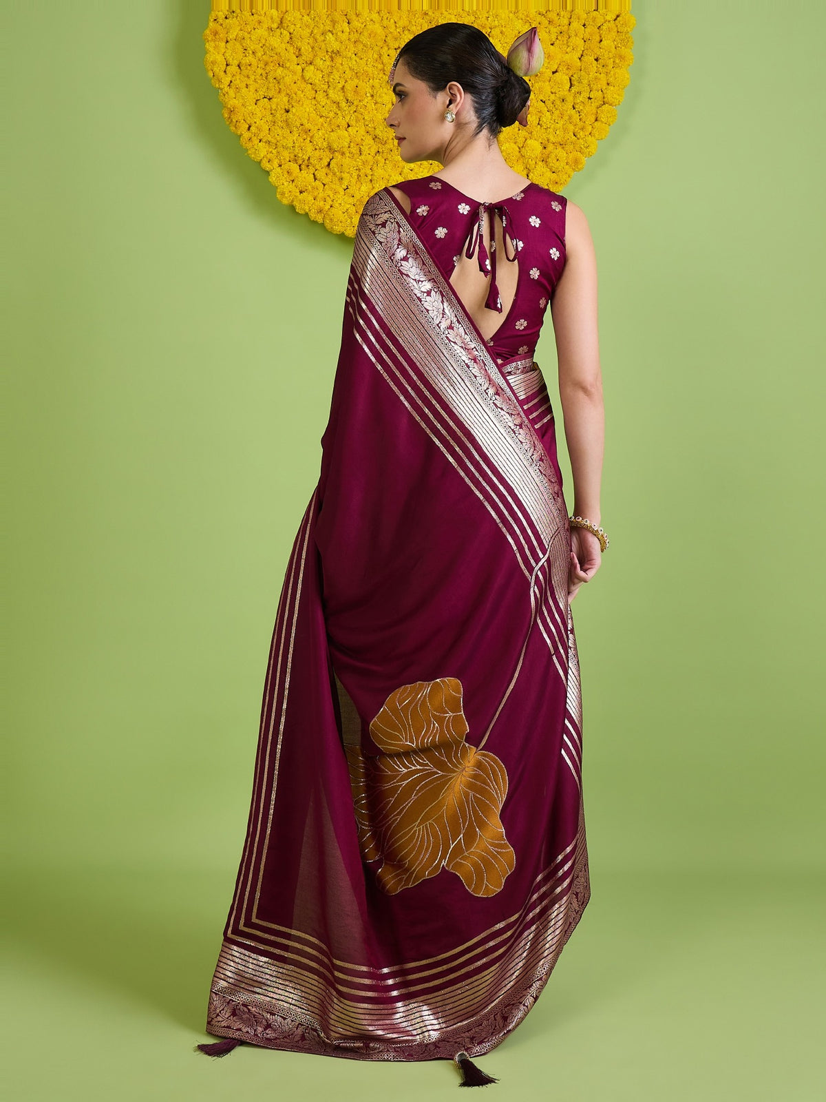 Wine Silk Blend saree – detail view 6