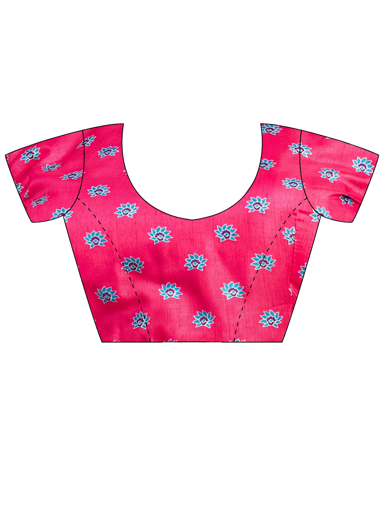 Unstitched pink silk blend blouse piece with ethnic motif design