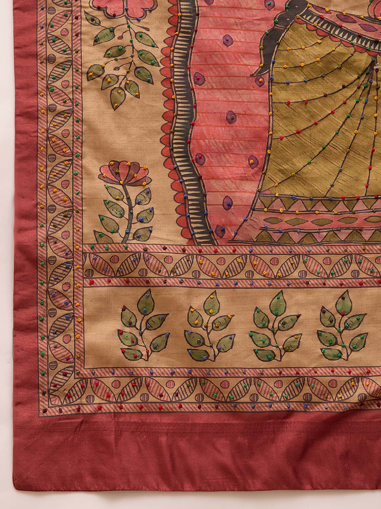 Beige Silk Blend saree – detail view 5
