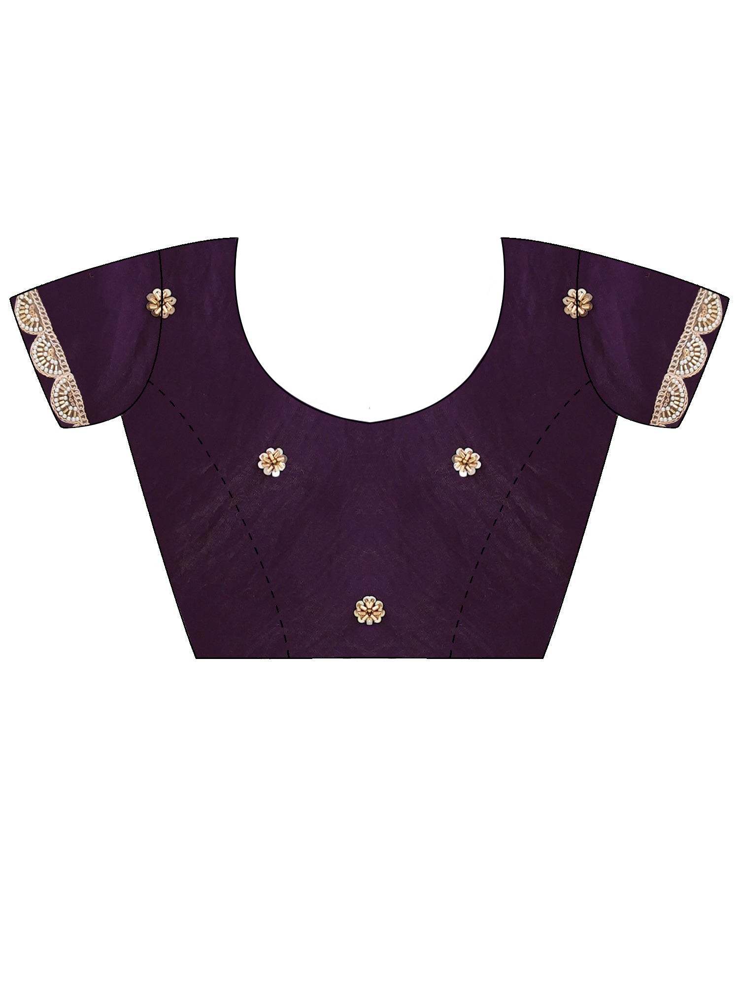 Unstitched purple satin blouse piece with solid design