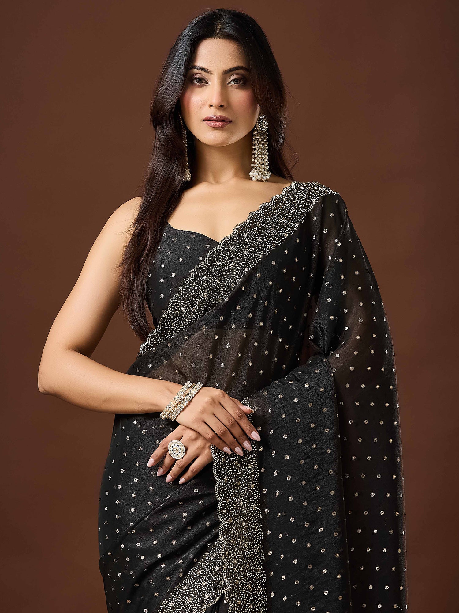 Black Silk Blend saree – detail view 4
