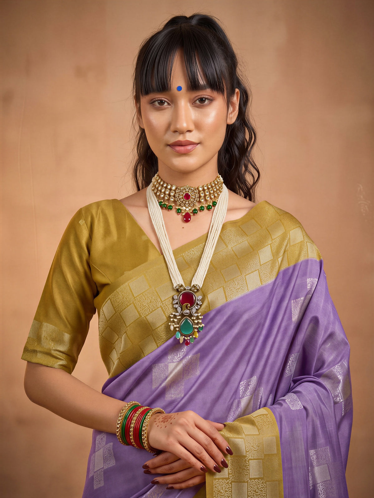 Mustard Cotton Blend saree – detail view 4