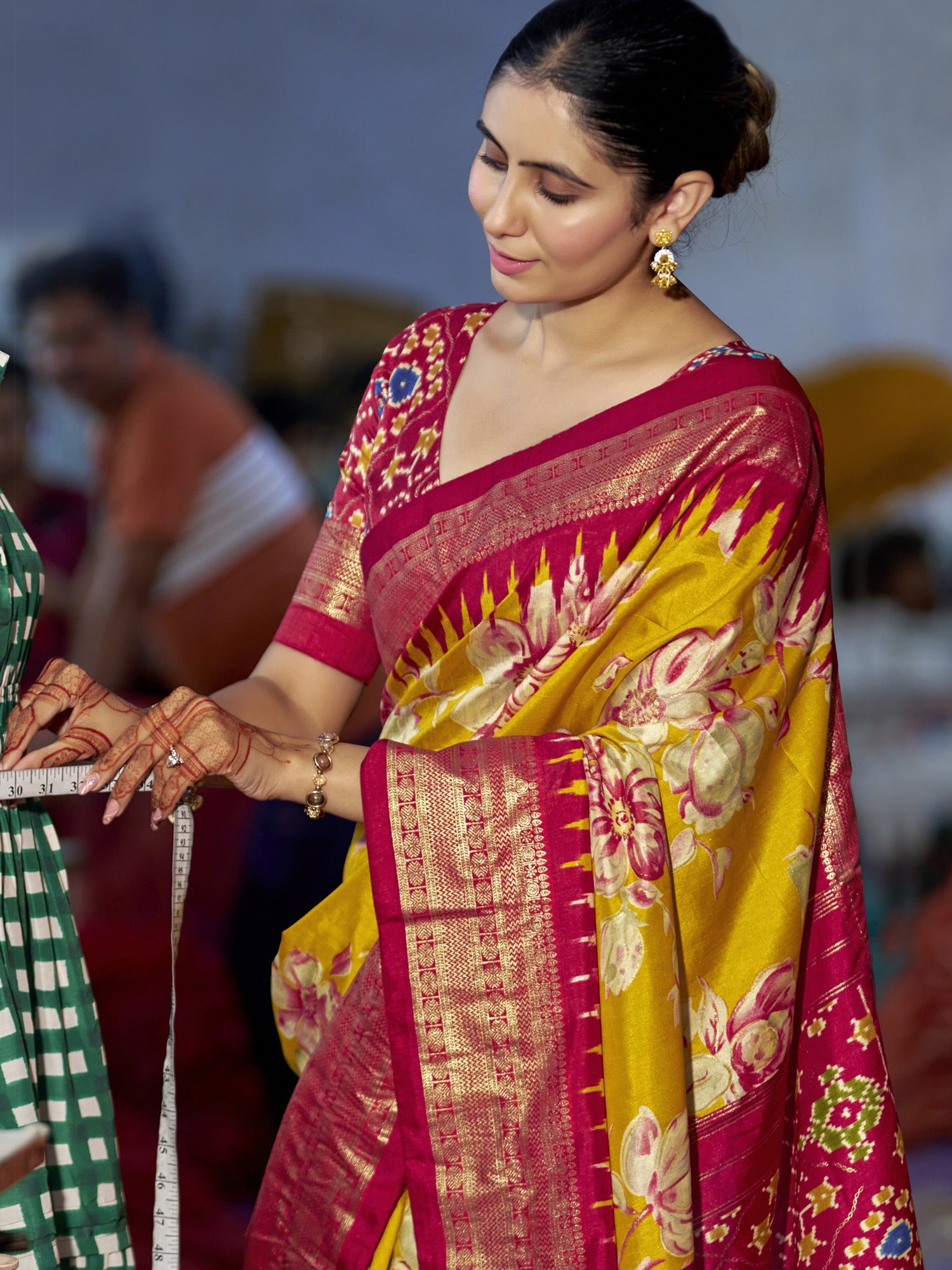 Mustard Tussar Silk saree – detail view 2