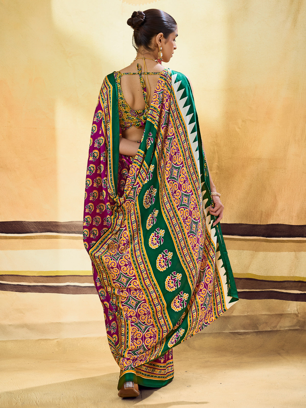 Purple Satin saree – detail view 1