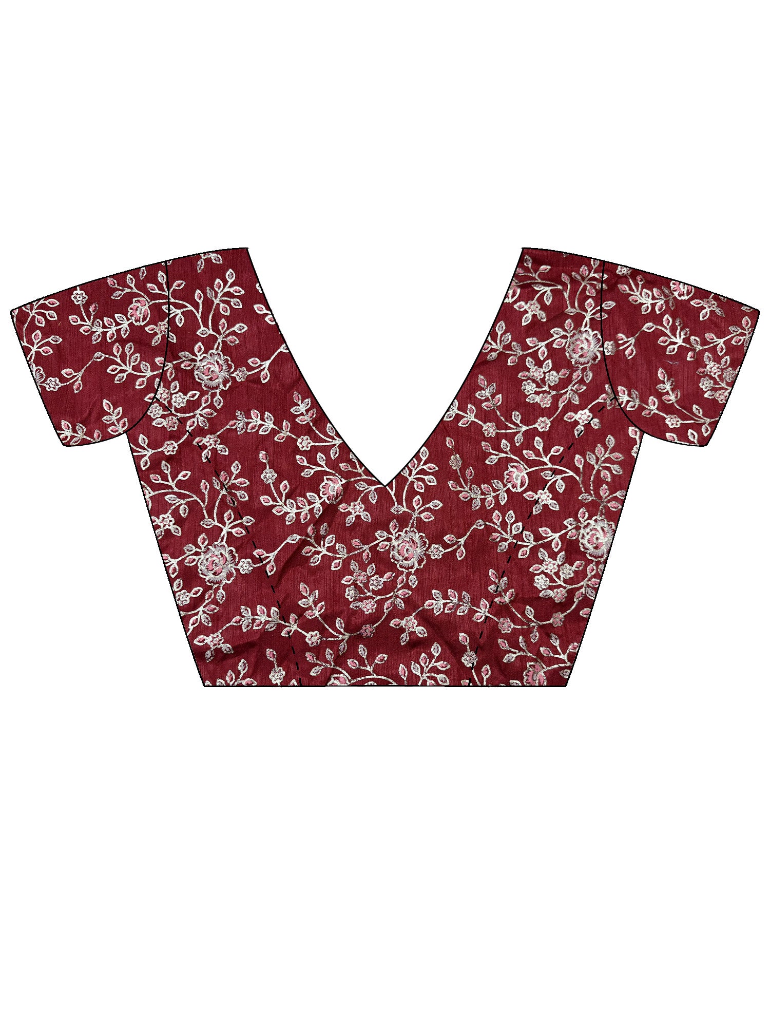 Unstitched maroon banglori silk blouse piece with ethnic motif design