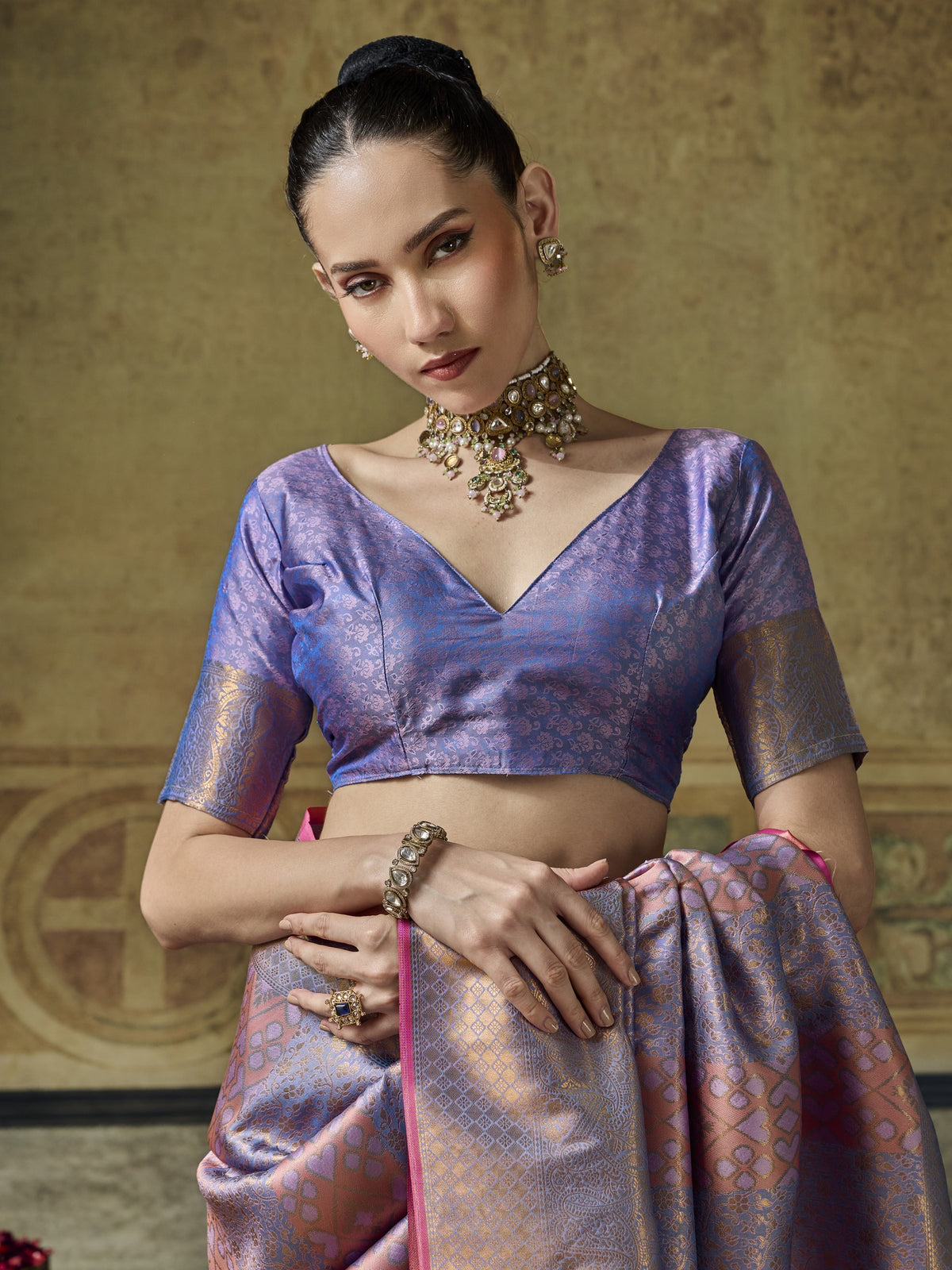 Lavender Pure Silk saree – detail view 2
