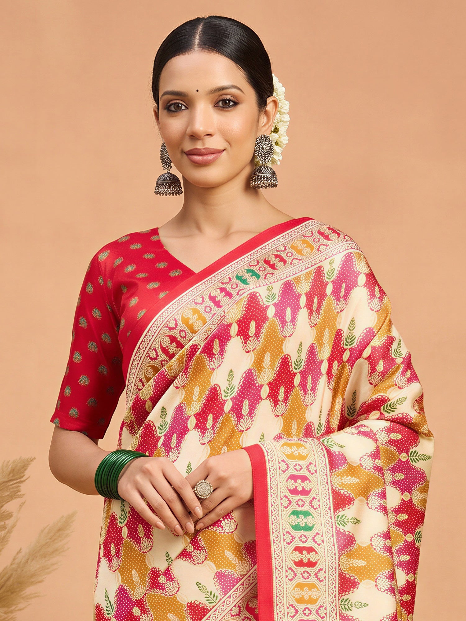 Red Silk Blend saree – detail view 3
