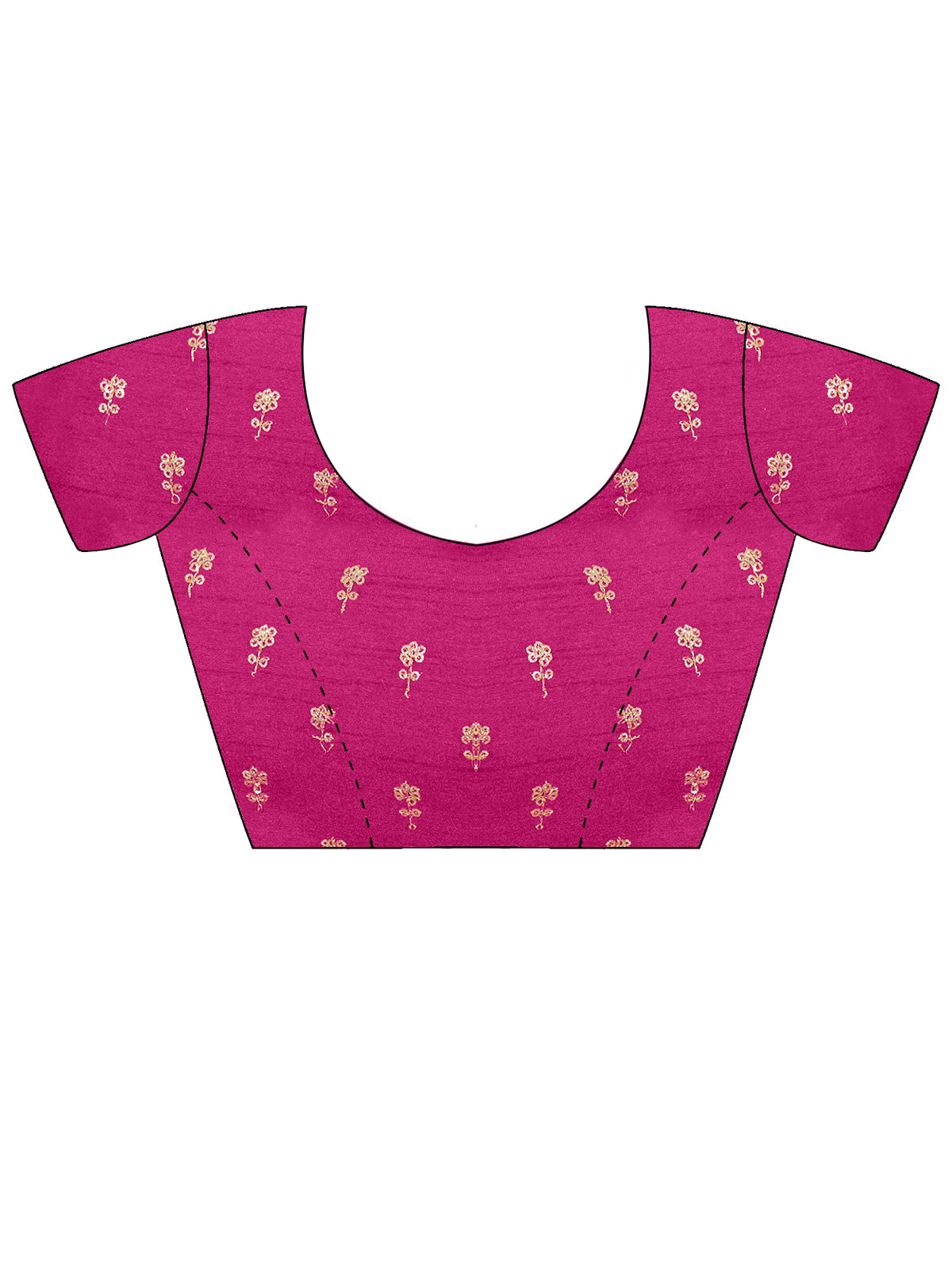 Unstitched magenta silk blouse piece with embellished design